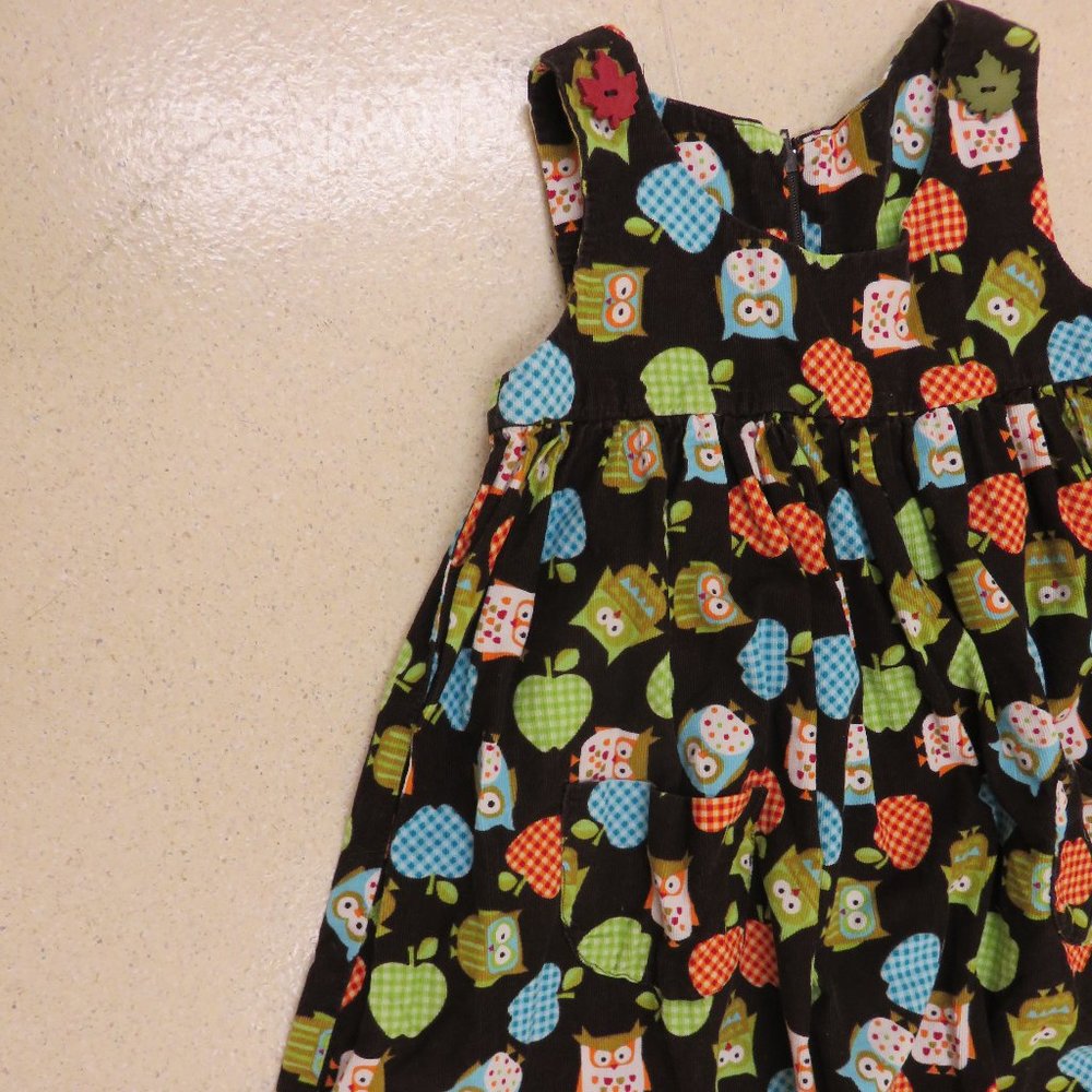 QUALITY HAND MADE CORDUROY OWL PRINT DRESS /6-6X